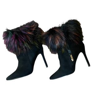 Faux fur stiletto bootie